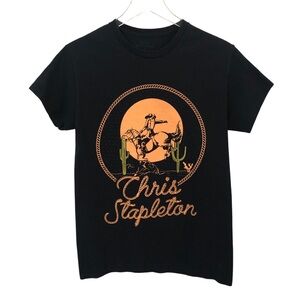 Chris Stapleton | Black Cowboy Horse Western Graphic Short Sleeve Tee Small